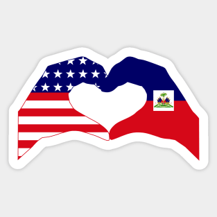 We Heart USA & Haiti Patriot Flag Series Sticker